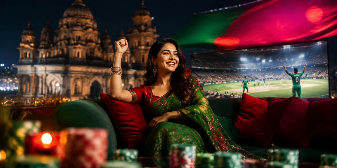 বাংলাদেশের লাল-সবুজ পতাকার সামনে ক্রিকেট বেটিং বিশ্লেষণ